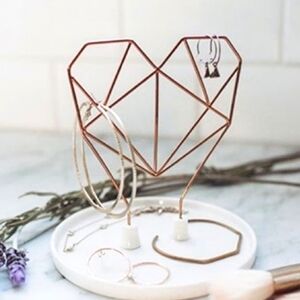 IMM Living Coxet Wire Heart Ceramic & Rose Gold Jewelry Holder Stand Organizer